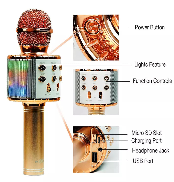 Brezžični bluetooth mikrofon za karaoke - z led lučkami - BiBee